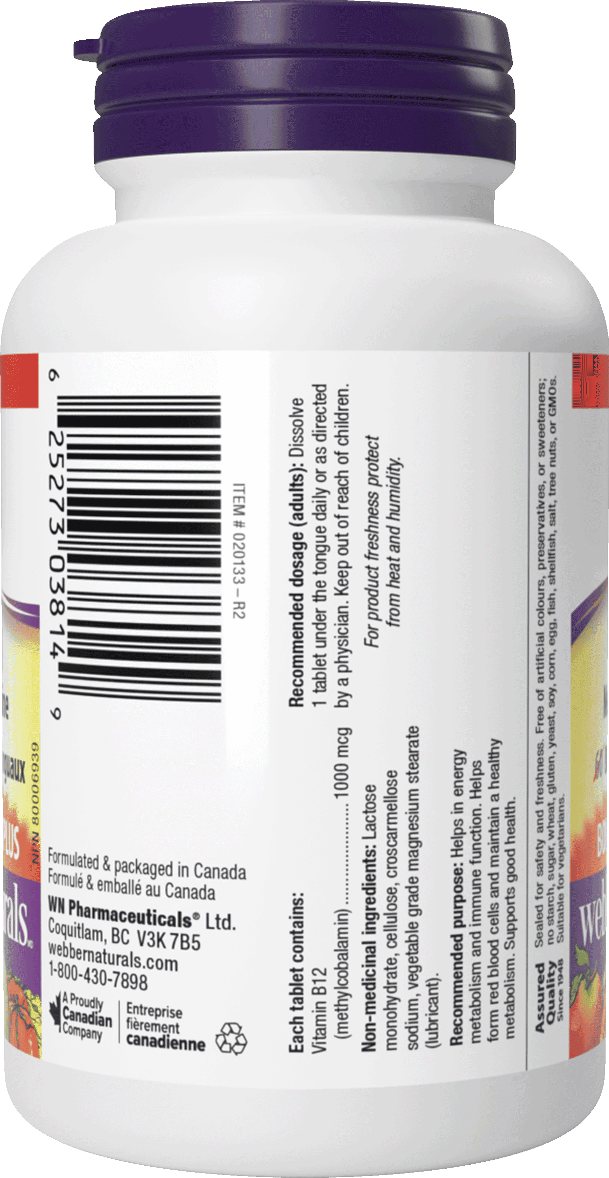 Vitamin B12 1000 mcg (80 Sublingual Tablets) - Image 3
