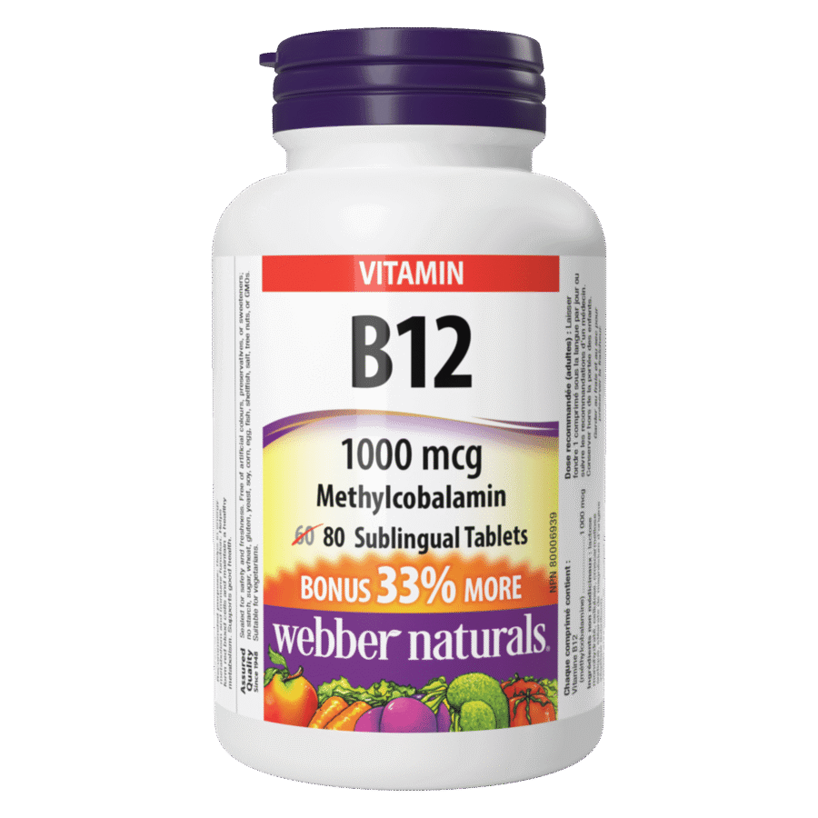 Vitamin B12 1000 mcg (80 Sublingual Tablets)