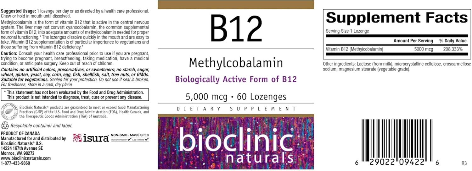 Vitamin B12 Methylcobalamin 5000 mcg – 60 Tableta Sublinguale - Image 2